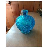 Blue Pressed Glass Lidded Dish