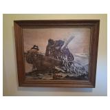 Framed Artwork of Fishermen Scene