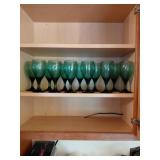 12 Green Glass Goblets