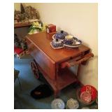 Wooden Tea Cart with Drop Leaf