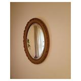 Framed Oval Mirror and Artwork