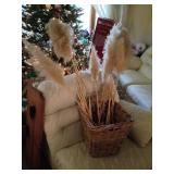 Wicker Basket With Pampas Grass