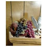 Rubber Grapes in Wicker Basket