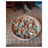 Wooden Alphabet Blocks in Basket