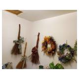 Decorative Wreaths and Brooms