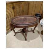 Wooden Oval Side Table with Tray