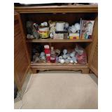 Wooden Cabinet With Contents