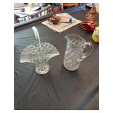 L.E. Smith Glass Basket and Pitcher