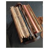 Wooden Record Holder with Vinyl Records