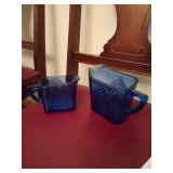 Blue Depression Glass Creamer Set