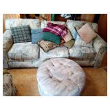 Couch and Ottoman Set in Neutral Print