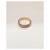 14k Gold Etched Band Ring