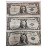 3 Silver Certificate $1 Bills