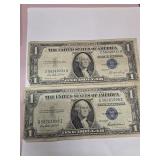 Two Series 1935 One Dollar Silver Certificates