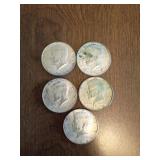 Five Kennedy Half Dollars
