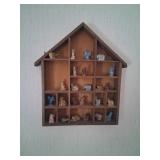 House-Shaped Wooden Display Shelf with animals