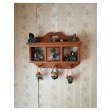 Wooden Wall Shelf with Figurines
