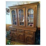 Two-Piece Wood Hutch Cabinet