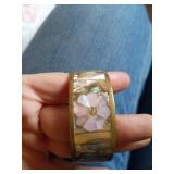 Mexican Brass and Abalone Inlay Bracelet