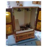 Wooden Jewelry Armoire With Etched Glass