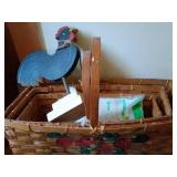 Painted Basket with Rooster Decor