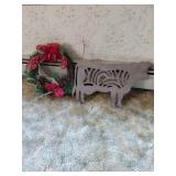 Wooden Cow Cutout and Wreath