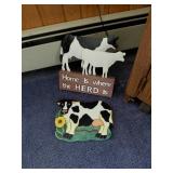 Wooden Cow Decor Set