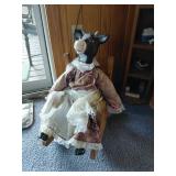 Wooden Rocking Chair with Cow Doll