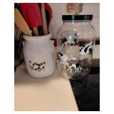 Glass Jar and Ceramic Utensil Holder