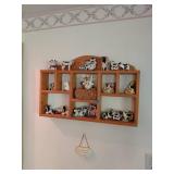 Wooden Shelf with Cow Figurines