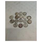 16 Assorted Silver Half Dollars