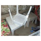 Seven Plastic Outdoor Tables