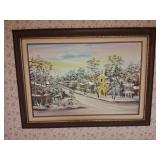 Framed Winter Landscape Painting