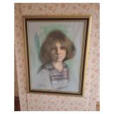 Framed Portrait Pastel Drawing