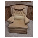 Beige Upholstered Reclining Rocker