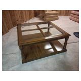 Square Wood and Glass Coffee Table