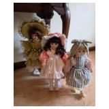3 Collector Porcelain Dolls