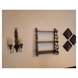 Wall Shelf, Sconce, and Mirrors