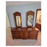 Wood Dresser with Matching Mirrors
