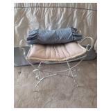 White Metal Bench with Cushion