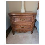 Wooden Nightstand With Brass Pulls