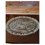 Clear Glass Platter With Deer Scene