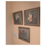 Three Framed Floral Prints