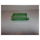 Green Glass Butter Dish Set