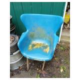 Blue Plastic Chair with Metal Legs