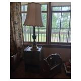 Lamp, Table, and Magazine Rack