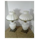 21-Inch Milk Glass Lamps