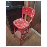 Red Wooden Step Stool Chair