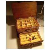 Wooden Jewelry Box With Contents