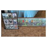 Framed Roosters and Birds Artwork